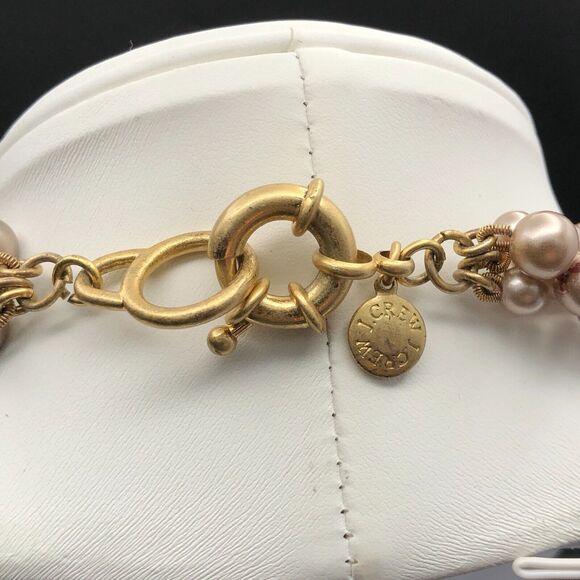J. Crew Necklace Faux Pearl Taupe Bubble Beaded Hand Knotted Multi 3 Strand - Picture 6 of 7
